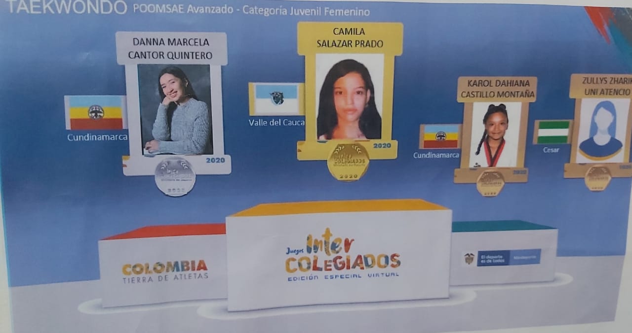 Medalla de plata intercolegiados 2020 Danna Cantor